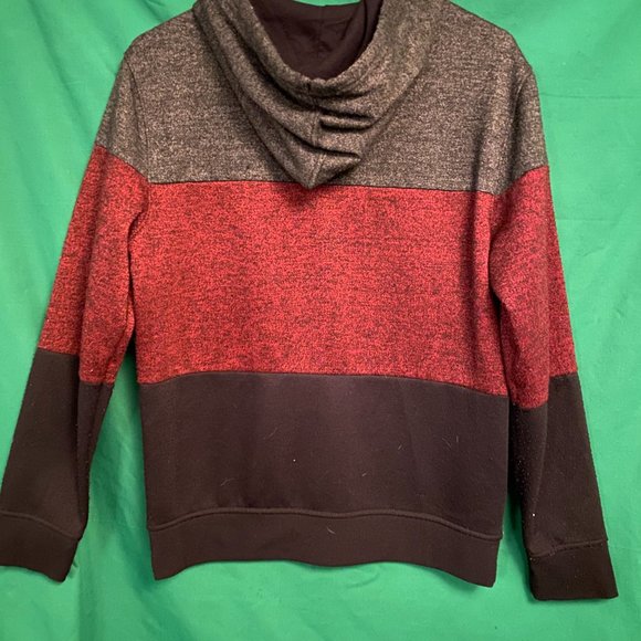 Hawk Fleece Hoodie L/S Men's Small, burgundy, black and gray, zip up front - Picture 4 of 8